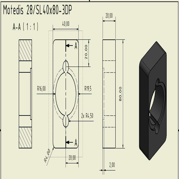 3D Druckteil 28 für Igus Gleitlager mit Schraube - 3DP