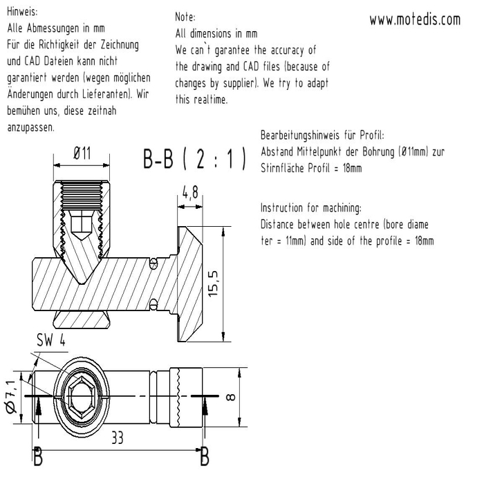 Snelkoppeling B-Type sleuf 8 - 0°