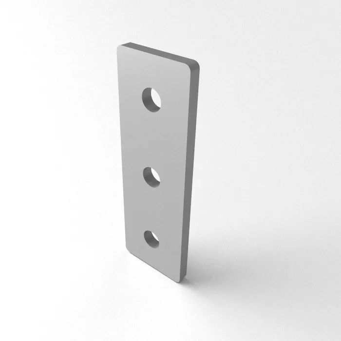 Connector plate aluminum lasered 20x60x3 3-hole 20s<br>Type: Raw deburred / left