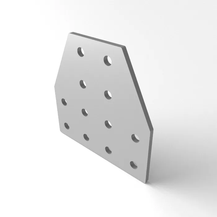 T connector plate 78x78x3, Laser cut<br>Type: Raw deburred / left