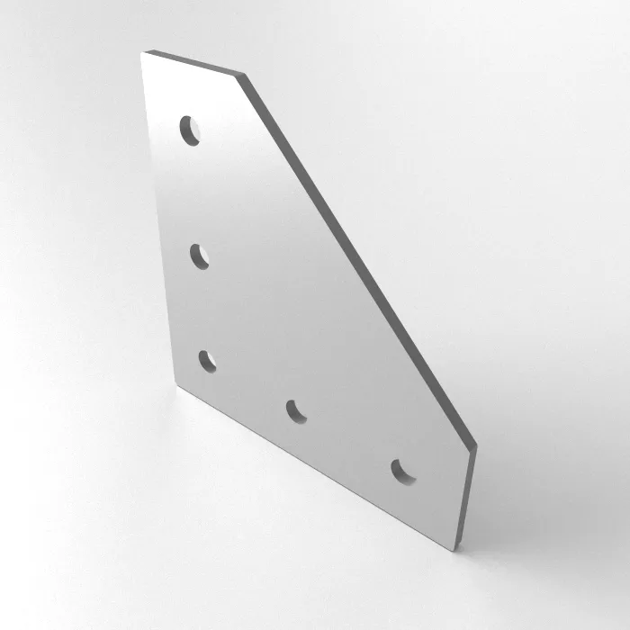 Connector plate aluminum lasered 88x88x3 -L- 5-hole 30s<br>Type: black powder coated