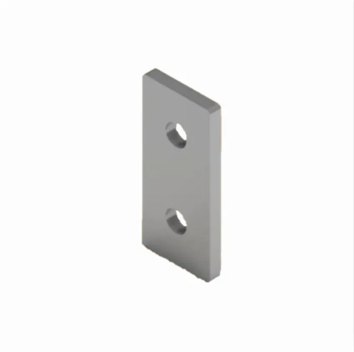 Kopplingsplatta aluminium / stål laserad 20x40x3 2-håls 20s<br>Typ: Raw deburred / left