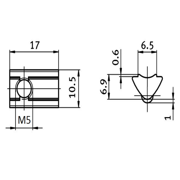 Tassello scorrevole con guida scanalatura 6 tipo I [M5]