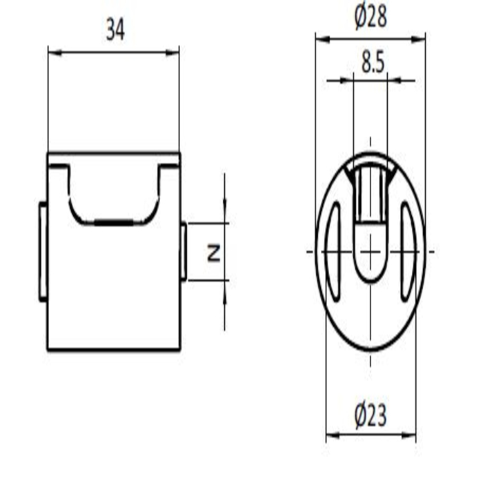 Set T-Verbinder D28, B-Typ Nut 10