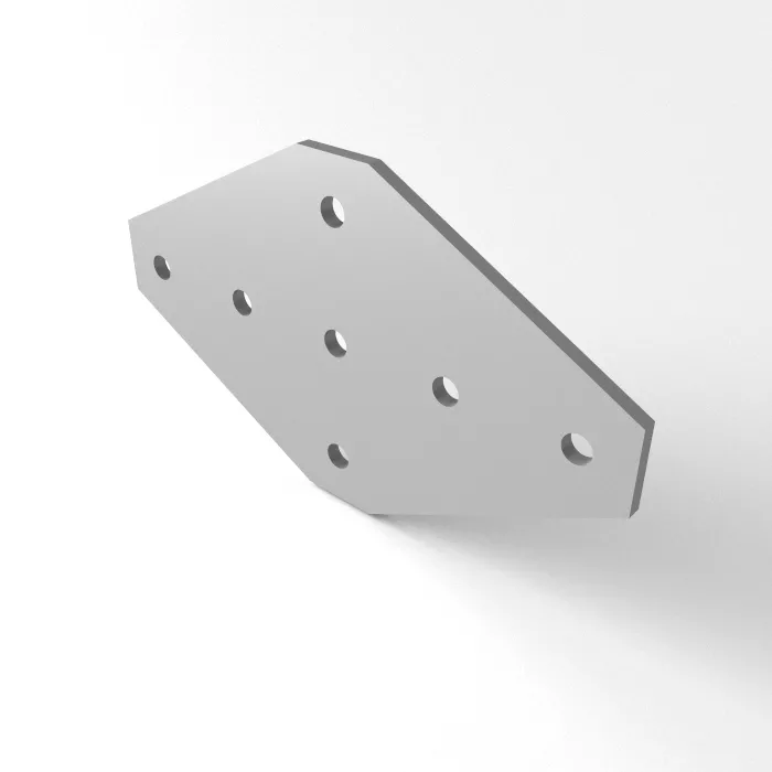 X-connector plate 120x70x3, Laser cut<br>Type: Raw deburred / left