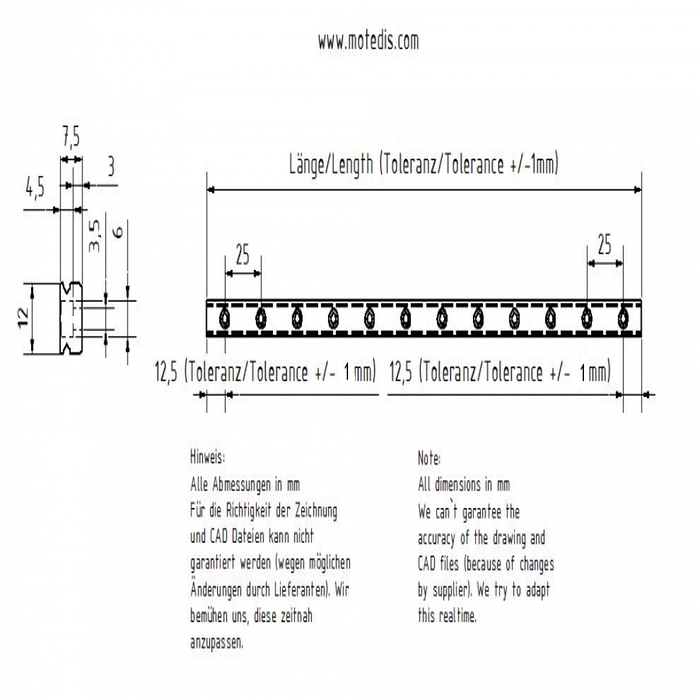 Diseño compacto y ligero de Guía lineal de acero inoxidable Miniatura MR12M-N, L = 500mm