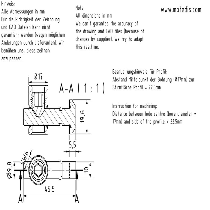 Snelkoppeling B-Type sleuf 10 - D17 - 0°
