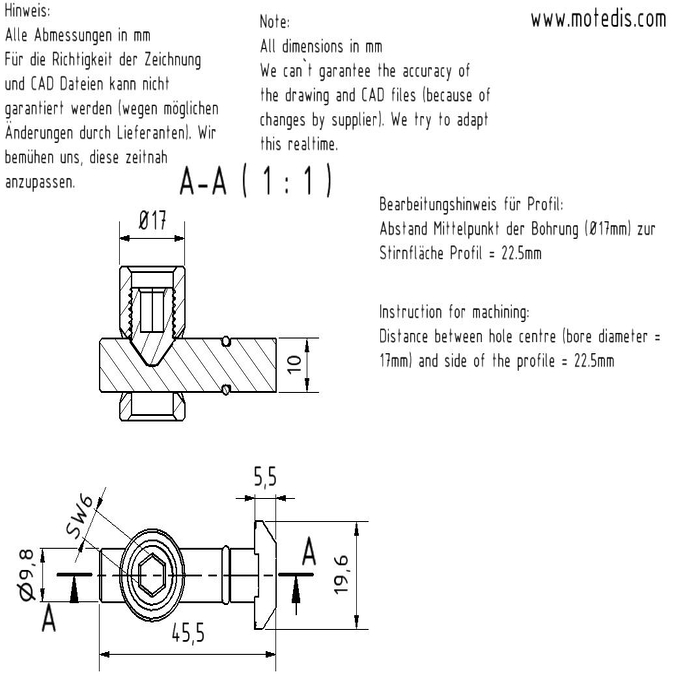 Schnellspannverbinder B-Typ Nut 10 - D17 - 0°