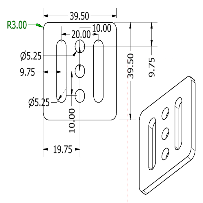 Universell adapterplatta V2 Alu laserad Nema 17 t = 5 mm