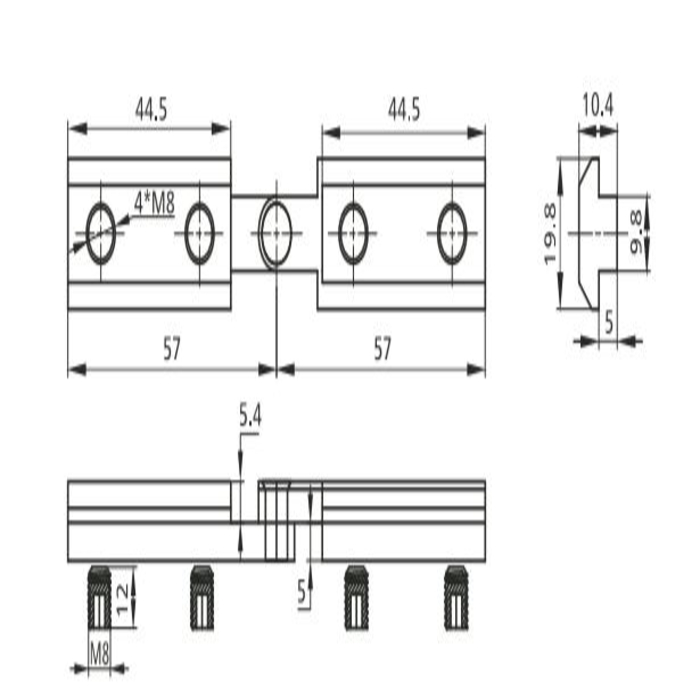Profil-Verbinder 114 mm Typ B Nut 10