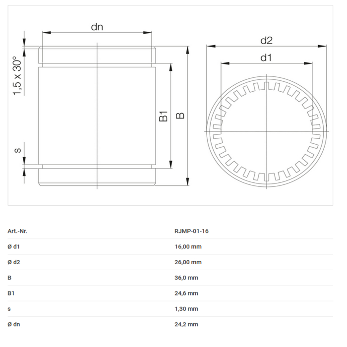 Cojinete linear Igus RJMP-01-16
