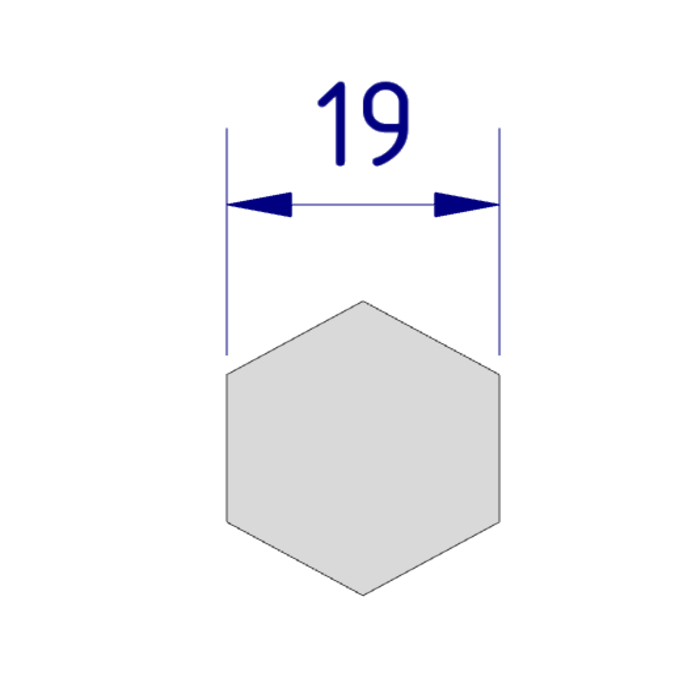Aluminium hexagon SW19 längd 250mm