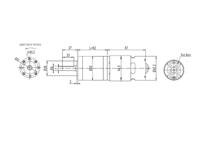 62mm Planetengetriebe und Permanentmagnet-Gleichstrommotor - 140 rpm