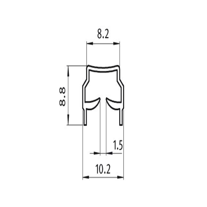 Perfil para cubrir ranura 8 tipo-B, negro (1 metro)