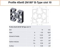 Profile 45x45 2N180° B-Type slot 10