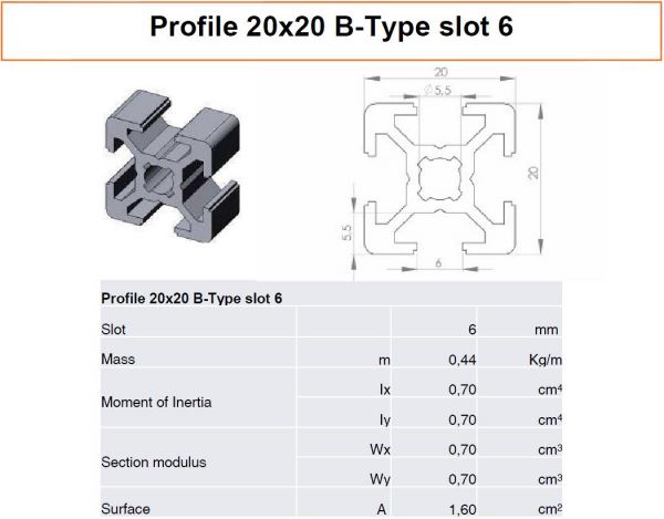 Aluprofil 20x20 Nut 6 Typ B/6x2m=12Meter 2020 System Nut Alu Profil Steck T C U 